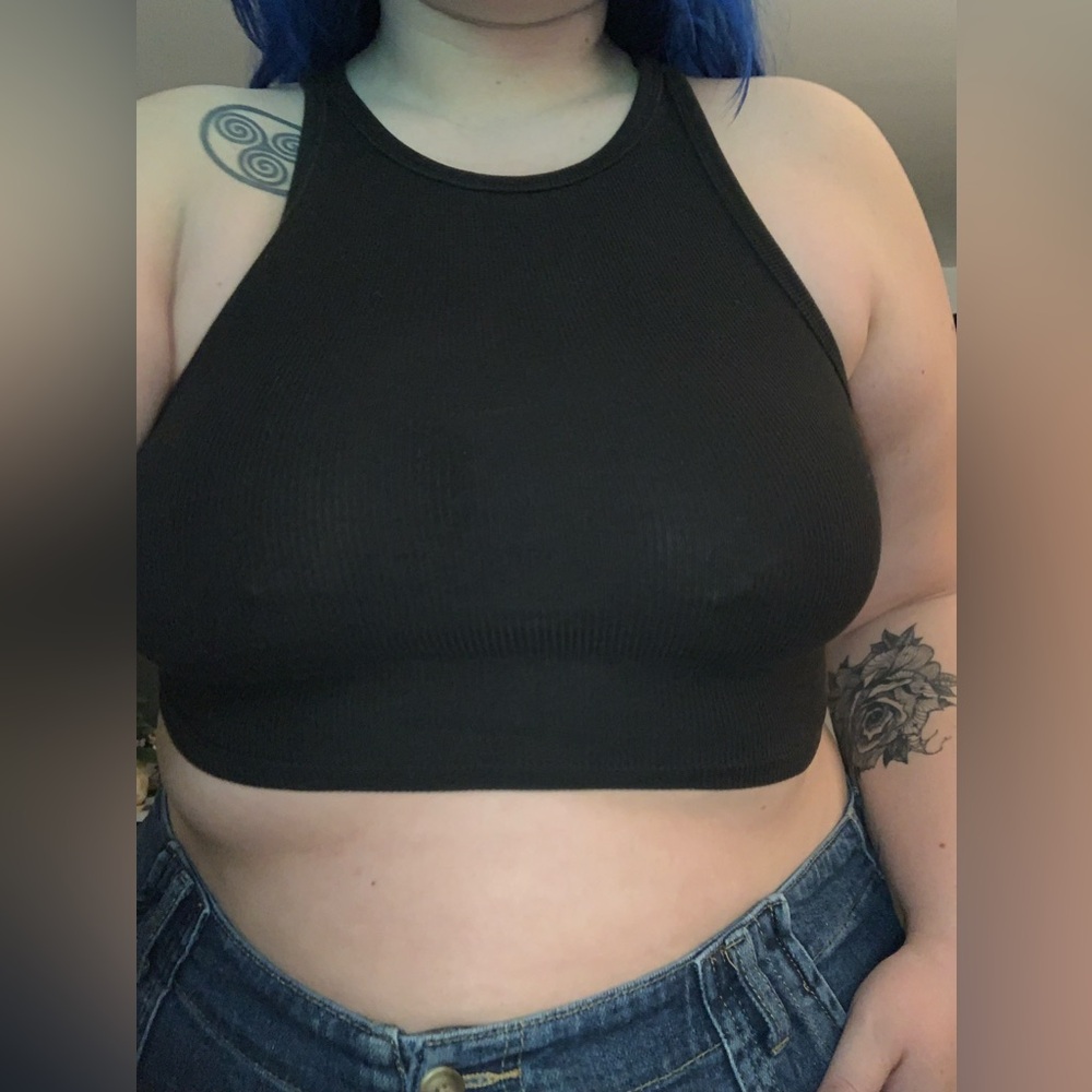 Zara Ribbed Black Halter Tank